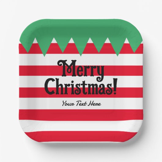 Funny gestreift elf Anzug Brauch Weihnachten Party Pappteller (Vorderseite)