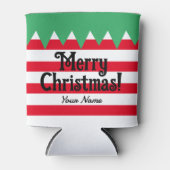 Funny gestreift Weihnachtself Anzug personalisiert Dosenkühler (Vorderseite)