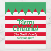 Funny gestreift Weihnachtself Anzug personalisiert Weinetikett (Einzelnes Label)