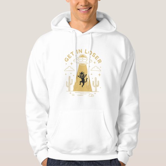 Funny “Get In Loser” Alien Abduction UFO T-Shirt Hoodie (Vorderseite)