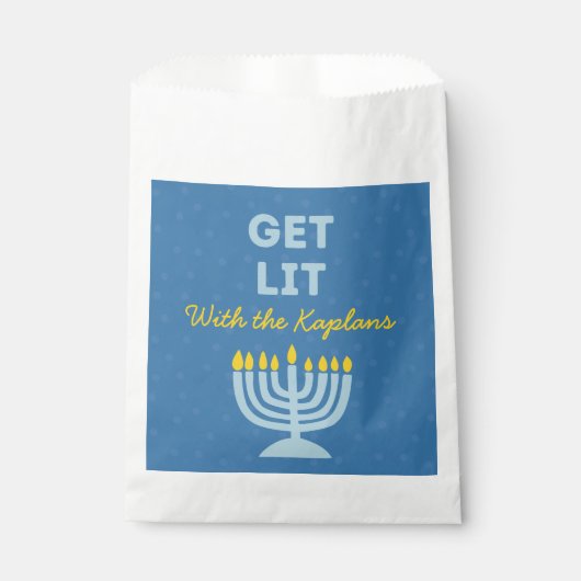 Funny "Get Lit" Chic Personalisiert Menorah Hanukk Geschenktütchen (Vorderseite)