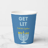 Funny "Get Lit" Chic Personalisiert Menorah Hanukk Pappbecher (Vorderseite)