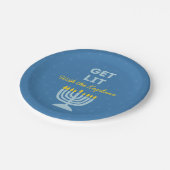Funny "Get Lit" Chic Personalisiert Menorah Hanukk Pappteller (Schrägansicht)