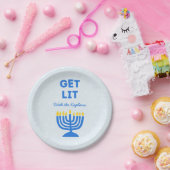 Funny "Get Lit" Chic Personalisiert Menorah Hanukk Pappteller (Party)