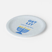 Funny "Get Lit" Chic Personalisiert Menorah Hanukk Pappteller (Schrägansicht)