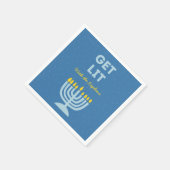 Funny "Get Lit" Chic Personalisiert Menorah Hanukk Serviette (Ecke)
