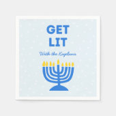 Funny "Get Lit" Chic Personalisiert Menorah Hanukk Serviette (Vorderseite)