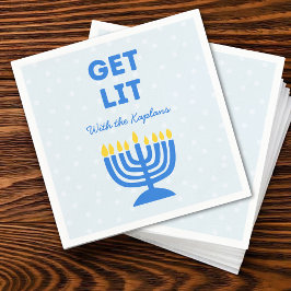 Funny "Get Lit" Chic Personalisiert Menorah Hanukk Serviette