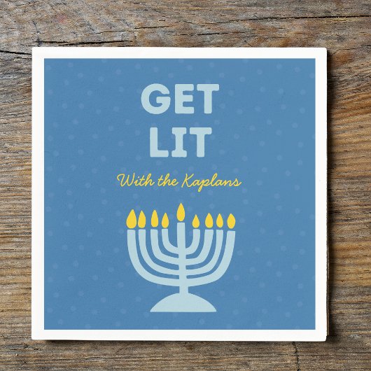 Funny "Get Lit" Chic Personalisiert Menorah Hanukk Serviette