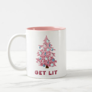 Funny Get Lit Pink Weihnachtsbaum Zweifarbige Tasse