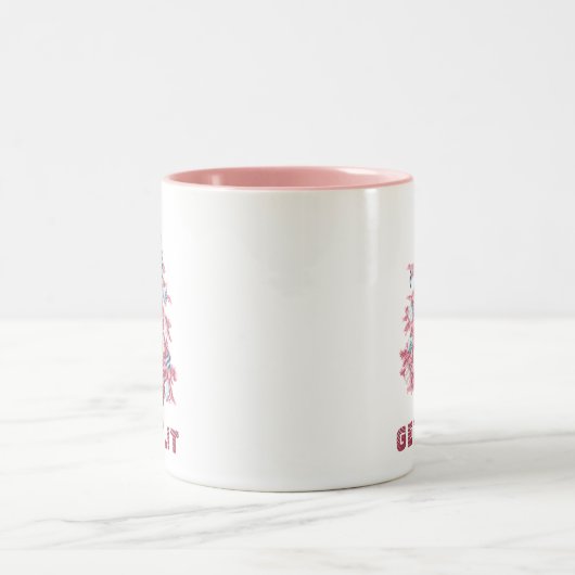 Funny Get Lit Pink Weihnachtsbaum Zweifarbige Tasse (Mittel)