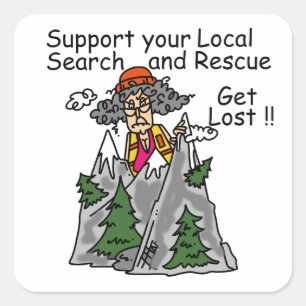 Funny Get Lost Quadratischer Aufkleber