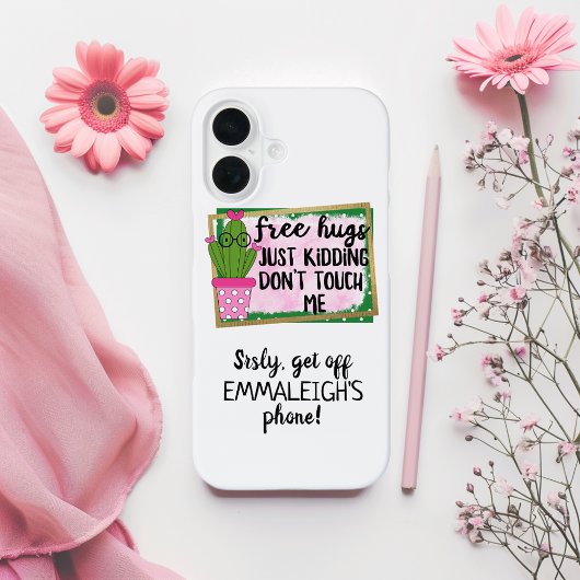 Funny Get Off My Phone Cactus Sublimation iPhone 16 Hülle