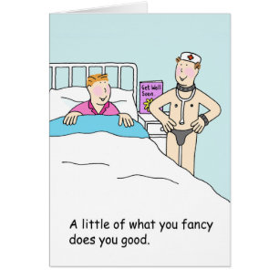 Funny Get Well bald Cartoon Nurse und Patient