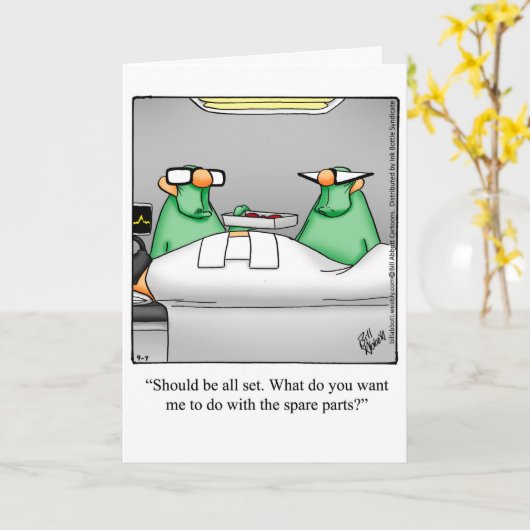 Funny Get Well Bald Grußkarte Karte (Gelbe Blume)