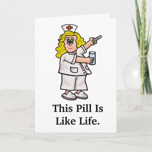 Funny Get Well bald Nuron mit Big Pill Card Karte (Vorderseite)