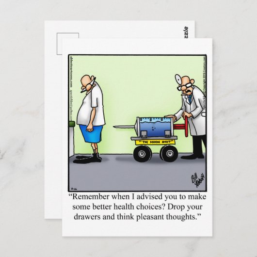 Funny Get Well bald Postcard Postkarte (Vorne/Hinten)