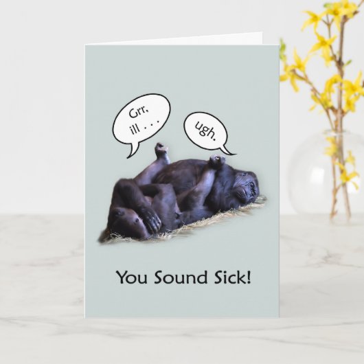 Funny Get well bald, Sleeping Sick Gorillas Karte (Gelbe Blume)