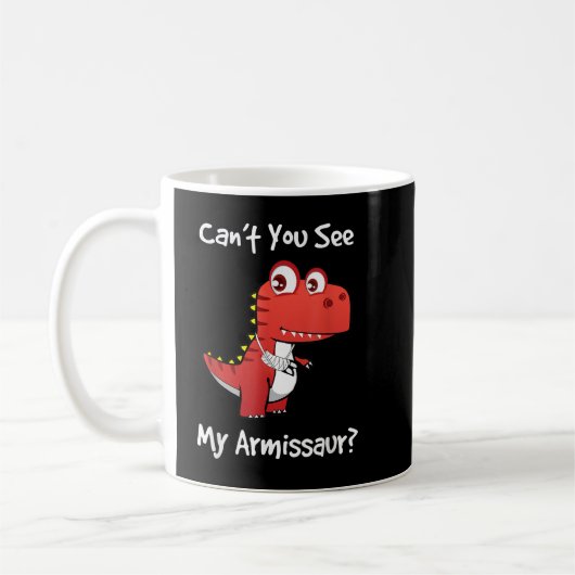 Funny Get Well Broken Arm Geschenk Dinosaurier mit Kaffeetasse (Links)