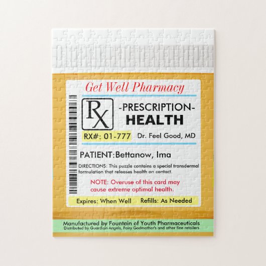 Funny Get Well Brunnenflasche Puzzle (Vertikal)