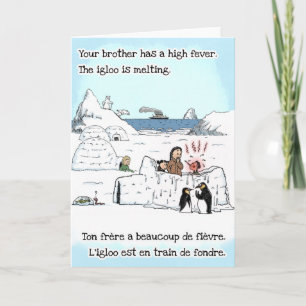 Funny Get Well Card for Kids - Englisch Französisc Karte
