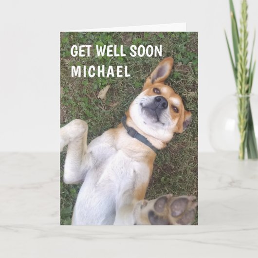 Funny Get Well Hund Foto Custom Karte (Vorderseite)