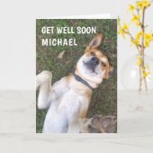 Funny Get Well Hund Foto Custom Karte (Gelbe Blume)