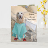 Funny Get Well Labrador in Hospital Gown Karte (Gelbe Blume)