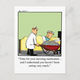 Funny Get Well Morning Medical Postcard Postkarte