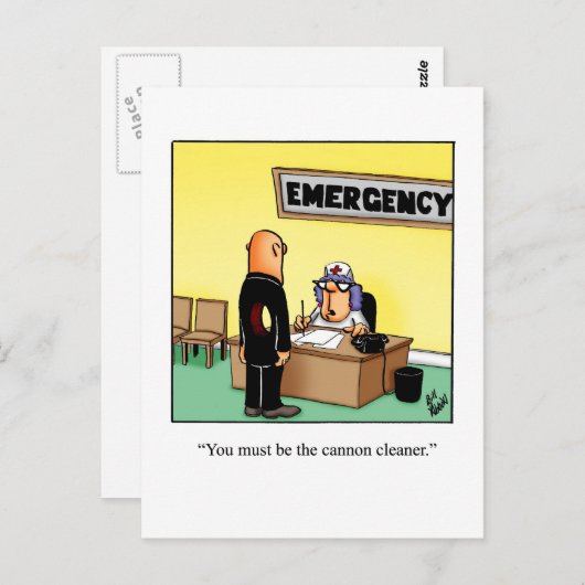 Funny Get Well Postcard "Cannon Cleaner" Postkarte (Vorne/Hinten)