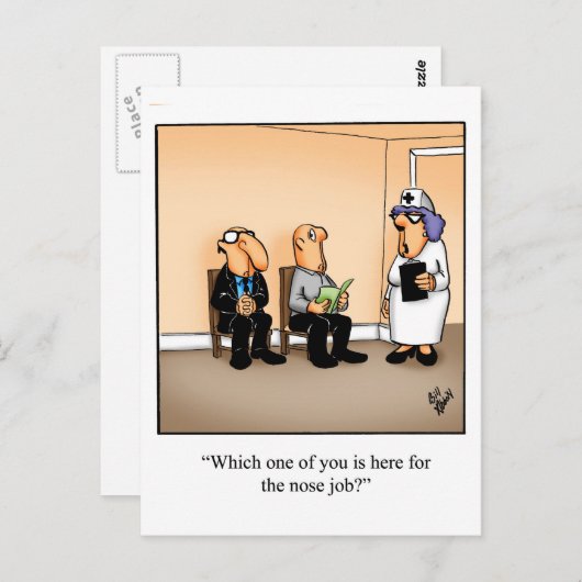 Funny Get Well Postcard "Nose Job" Postkarte (Vorne/Hinten)