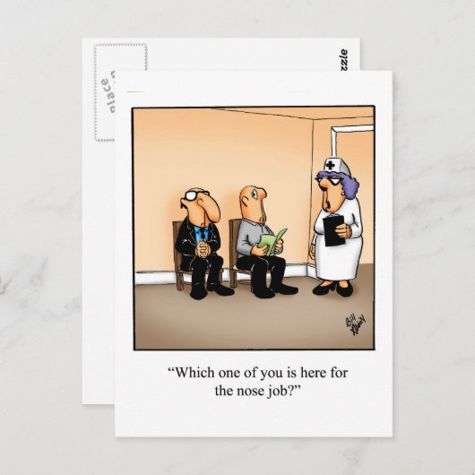Funny Get Well Postcard "Nose Job" Postkarte (Vorne/Hinten)