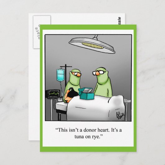 Funny Get Well Postcard "Tuna On Rye" Postkarte (Vorne/Hinten)