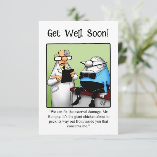 Funny Get Well Spaß Grußkarte (Stehend Vorderseite)