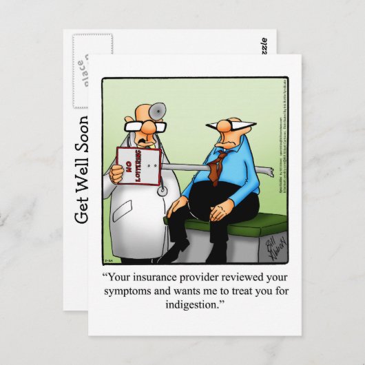 Funny Get Well Spaß Postcard Postkarte (Vorne/Hinten)