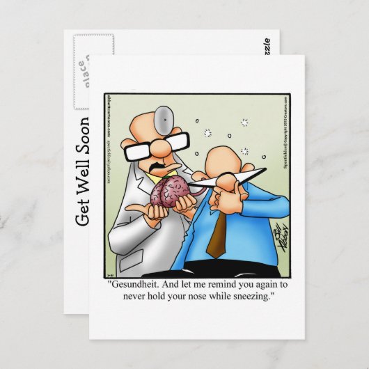 Funny Get Well Spaß Postcard Postkarte (Vorne/Hinten)