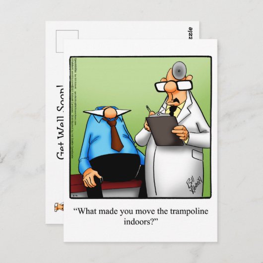 Funny Get Well Spaß Postcard Postkarte (Vorne/Hinten)