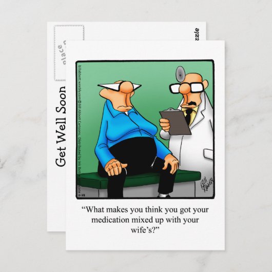 Funny Get Well Spaß Postcard Postkarte (Vorne/Hinten)