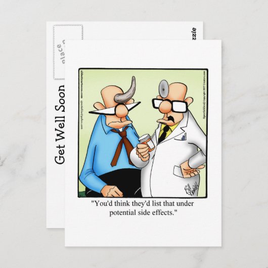 Funny Get Well Spaß Postcard Postkarte (Vorne/Hinten)