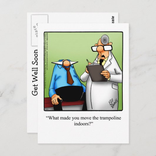 Funny Get Well Spaß Postcard Postkarte (Vorne/Hinten)