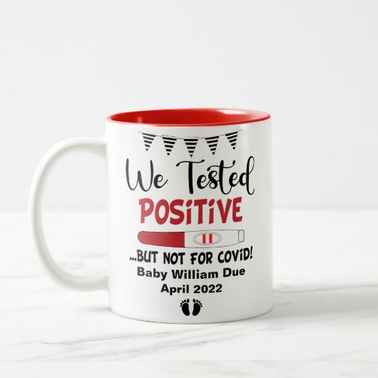 Funny getestet Positive Schwangerschaft Baby erwar Zweifarbige Tasse (Links)