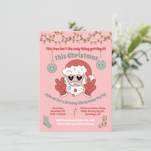 Funny Getlit Weihnachten Party Einladung (Stehend Vorderseite)