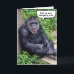 Funny GetOlder Birthday Chimpanzee Karte<br><div class="desc">Schimpanse,  der auf einem Felsen mit grüner Vegetation aufbaut,  um älter zu werden. Text ist bearbeitbar.</div>