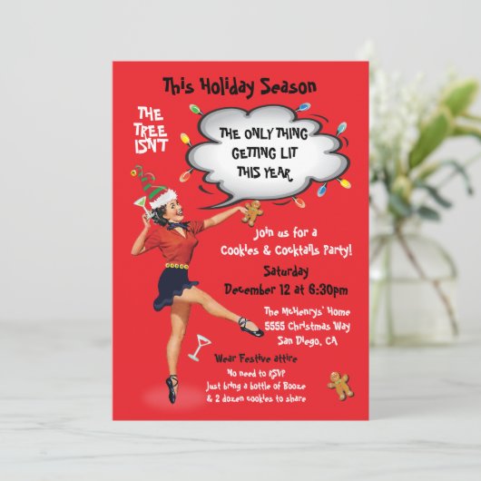 Funny Getting Liet Cookies and Cocktails Party Einladung (Stehend Vorderseite)