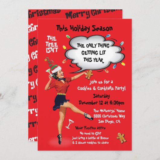 Funny Getting Liet Cookies and Cocktails Party Einladung (Vorne/Hinten)