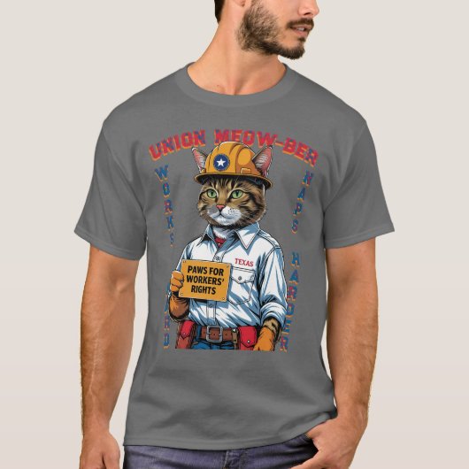 Funny Gewerkschaft Feline Member Day of Labour Day T-Shirt (Vorderseite)
