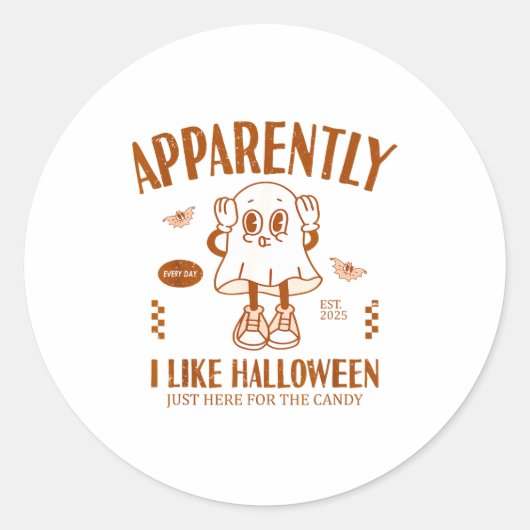 Funny Ghost Apparently, I Like Halloween Runder Aufkleber (Vorderseite)