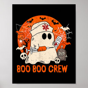 Funny Ghost Boo Crew Halloween Nursing G Poster