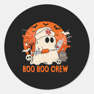 Funny Ghost Boo Crew Halloween Nursing G Runder Aufkleber