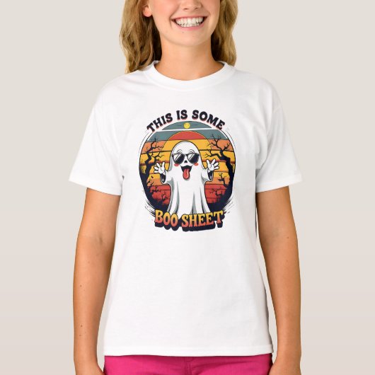 Funny Ghost “Boo Sheet” Halloween T-Shirt (Vorderseite)